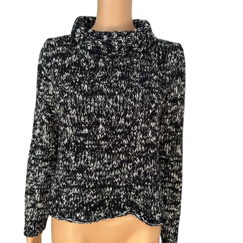 Eileen Fisher 100% Organic Cotton Chunky Knit Turtleneck Sweater size PM